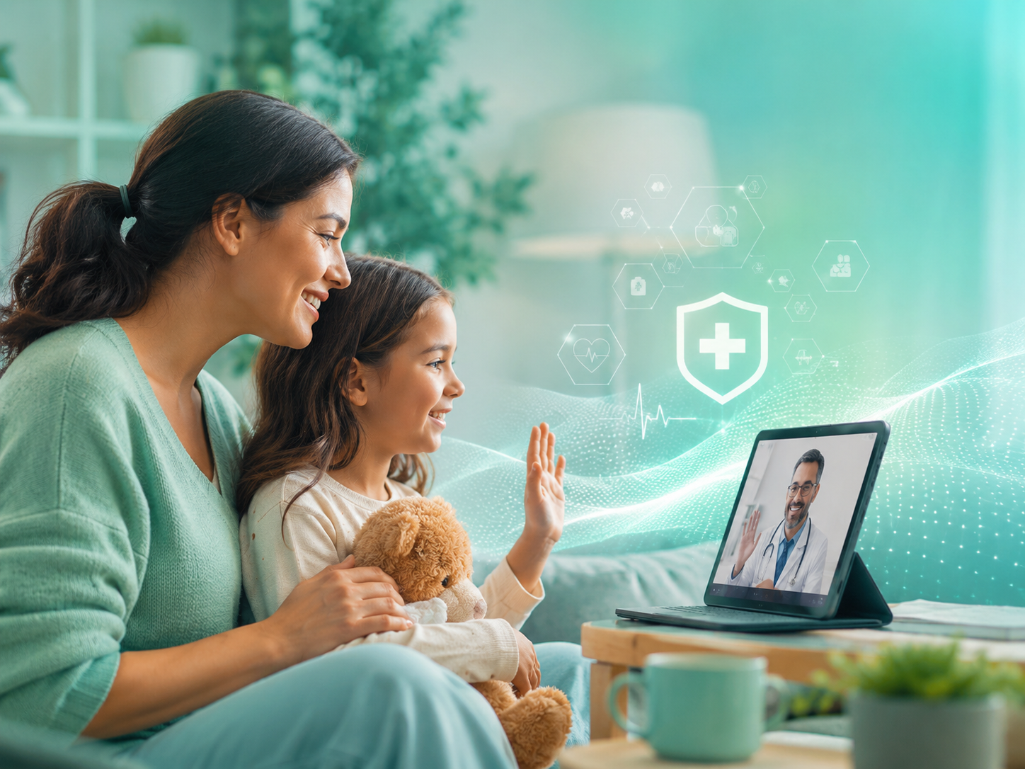 Paciente conversando com médico por telemedicina pela televisão